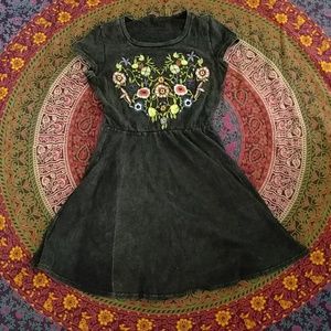 Embroidered flower heart skater dress